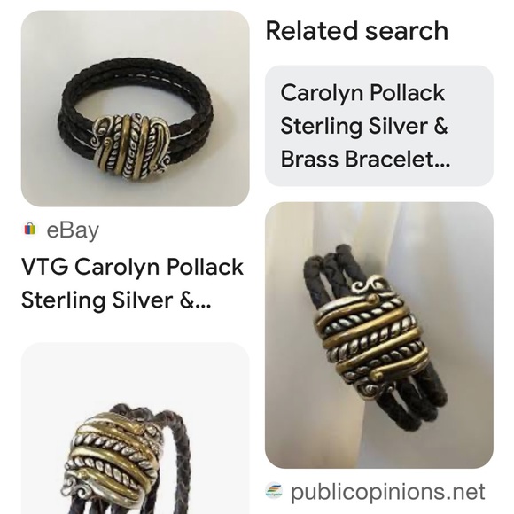 Carolyn Pollack Relios 925 Silver, Brass, and Leather Bracelet w/ Magnetic Clasp - Picture 11 of 11